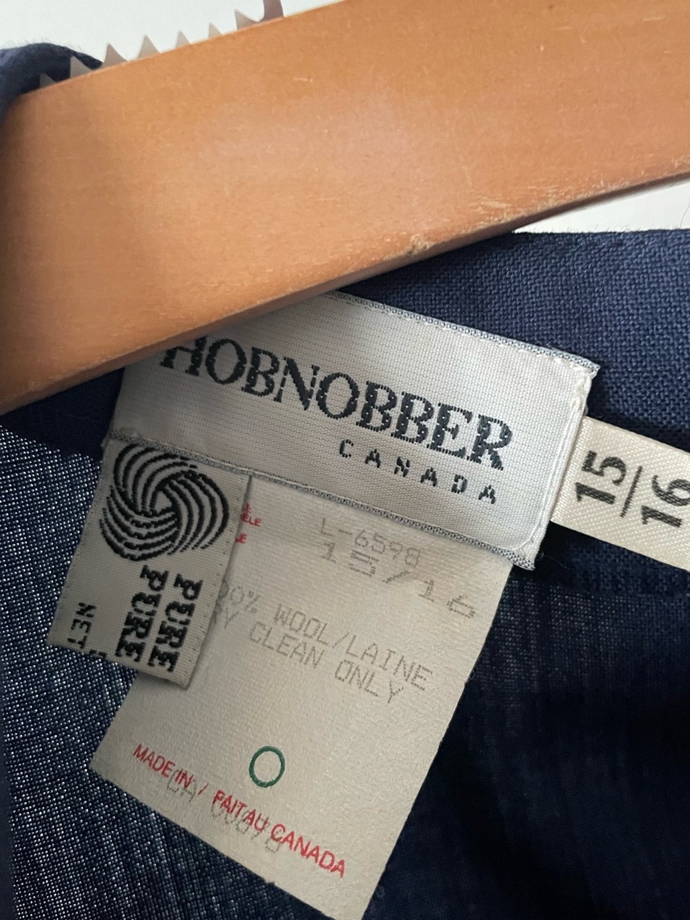 Vintage 100% Wool Shirt Top Blouse By Hobnobber Canada Blue Batwing Sleeve - Picture 6 of 7